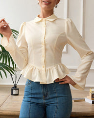 Peplum blouse with puff sleeves - Tinwu
