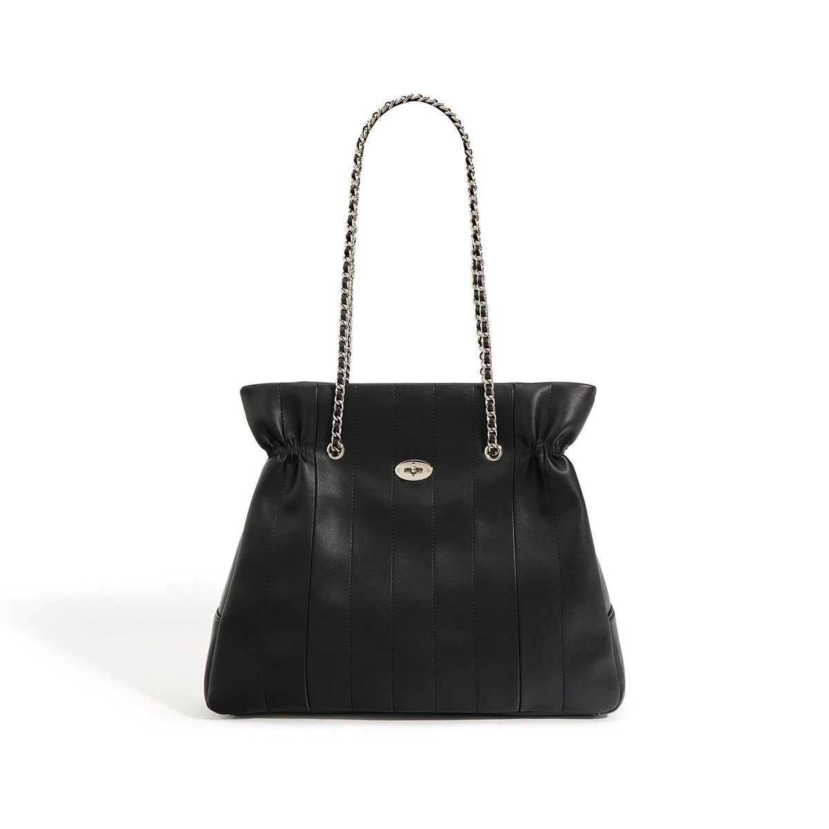 quilted leather tote bag with chain shoulder strap – CECILIAW