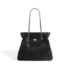 quilted leather tote bag with chain shoulder strap – CECILIAW