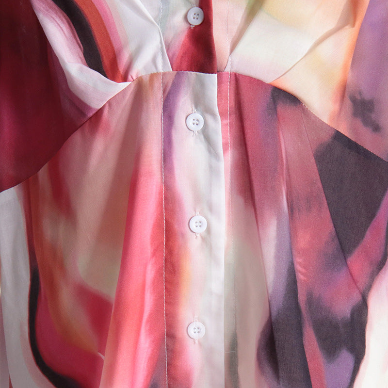printed satin belted pantsuit - Bindy