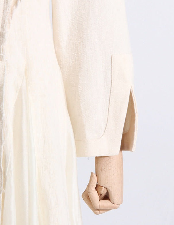 open-front longline dress in ivory – Elianer