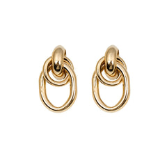 Elongated oval link earrings with polished gold finish - Argiltu