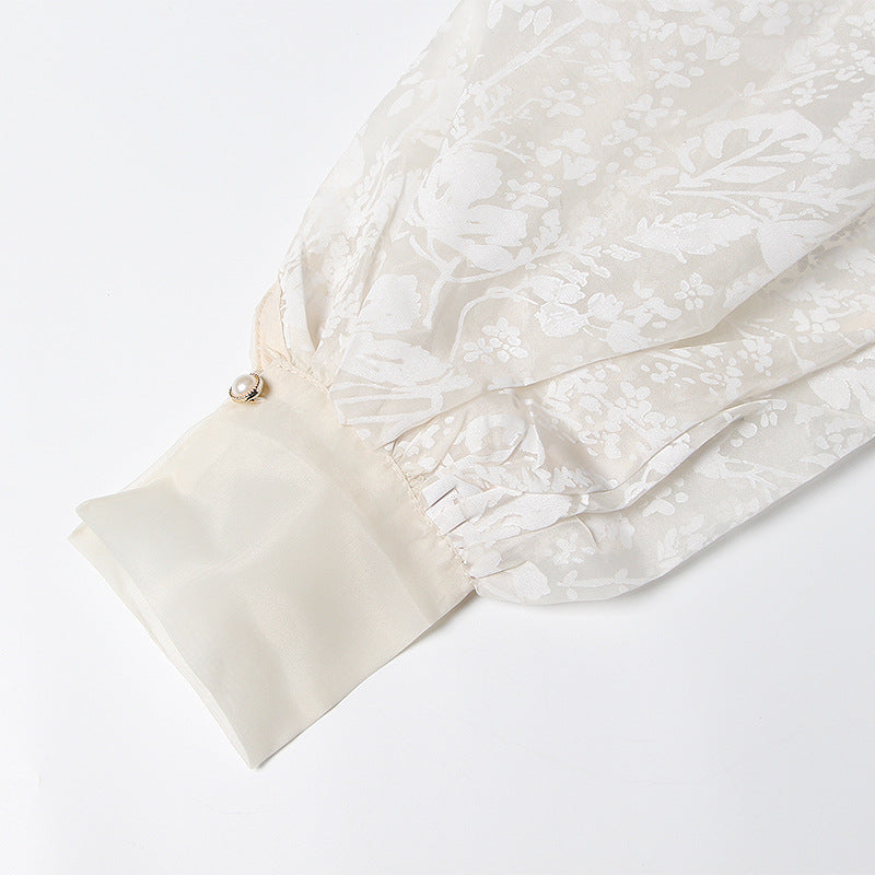 White blouse with floral design - Celtam