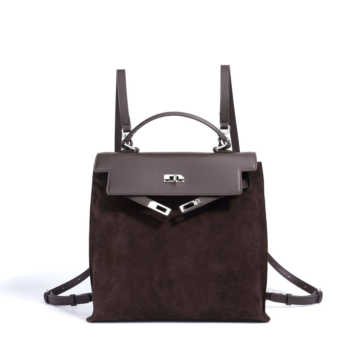 structured suede backpack with leather flap – SIENA