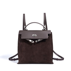 structured suede backpack with leather flap – SIENA