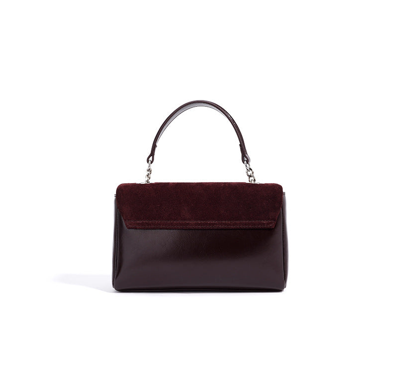 rectangular suede flap bag with silver chain - ODETTEZ