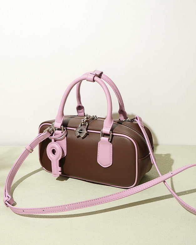 structured mini tote with key charm and top handles – NOLAR