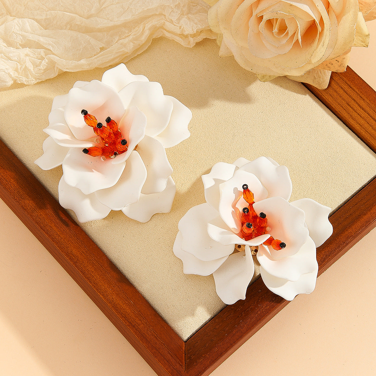 oversized floral statement earrings - BLOOMWI