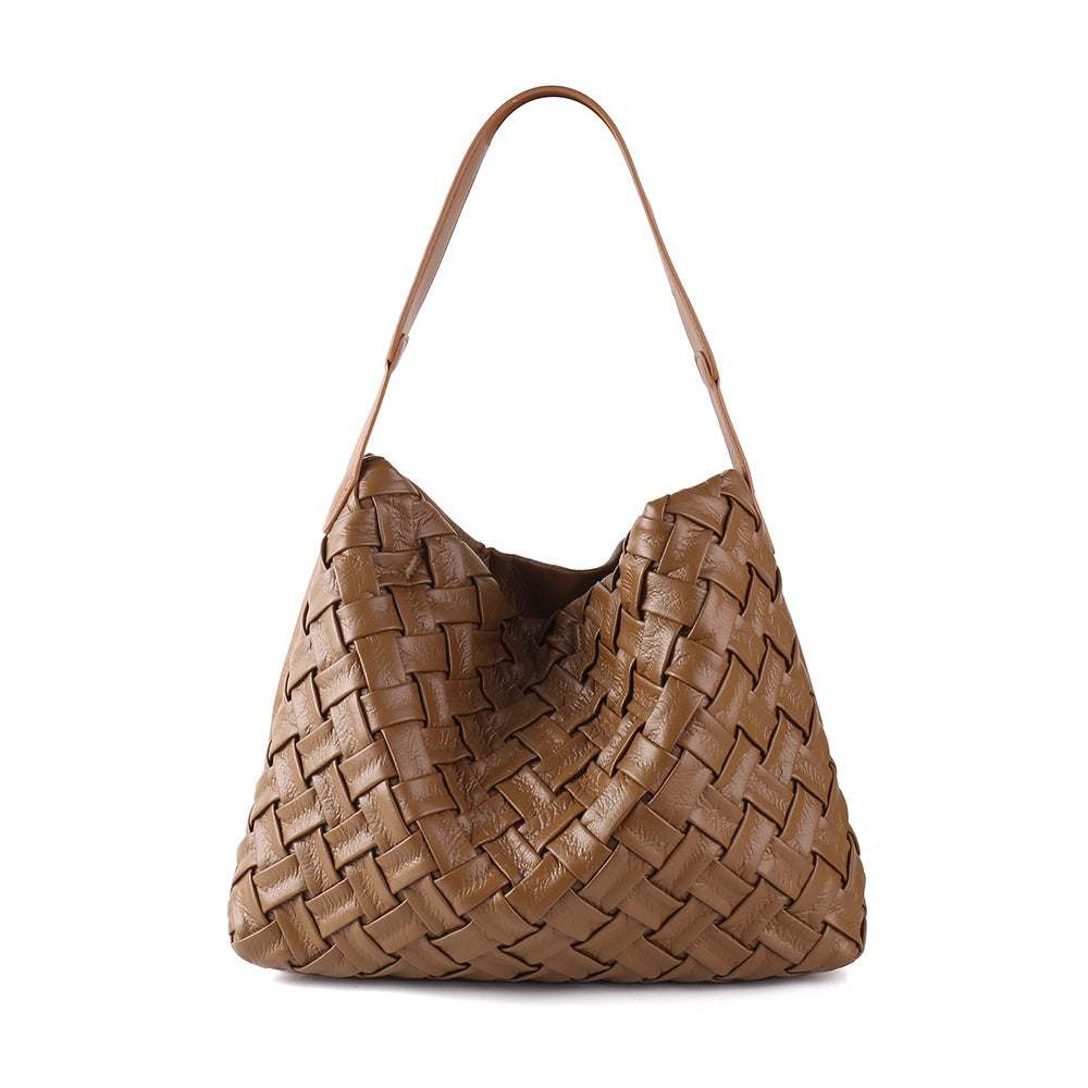 metallic woven hobo bag in gold leather – AUREZ