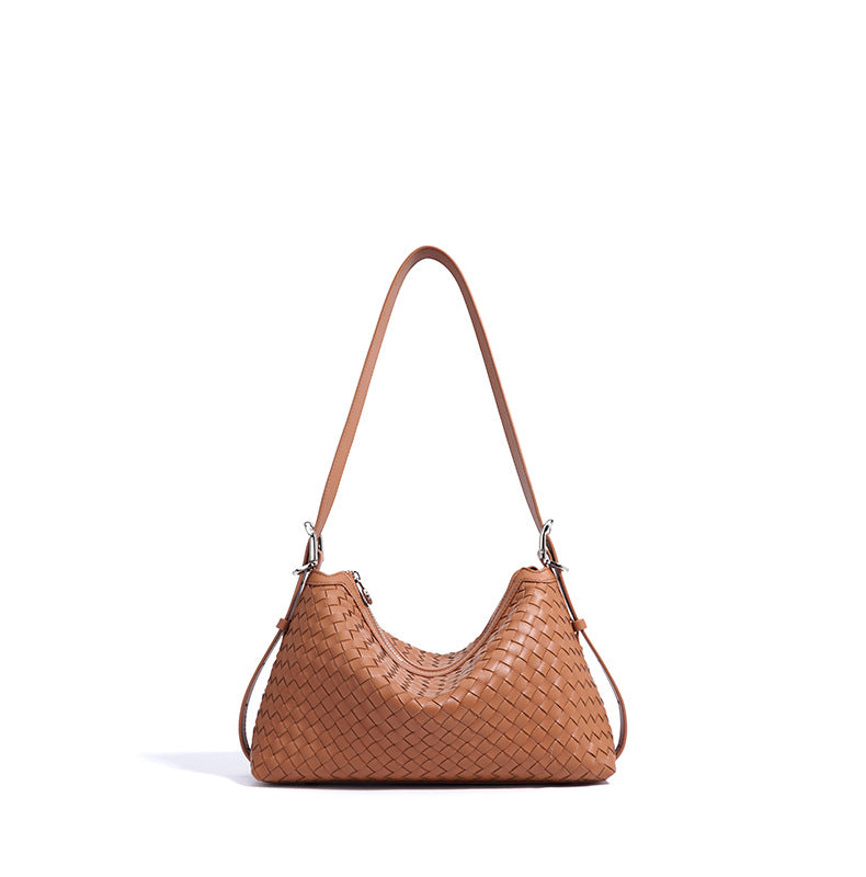 woven crescent shoulder bag with long strap – IVX