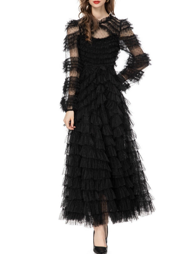 Tiered ruffle lace gown – Genovefa