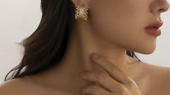 Textured woven hoop earrings with abstract tips – Nasdol