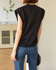 Sleeveless cotton blouse with shoulder pads - Cundi