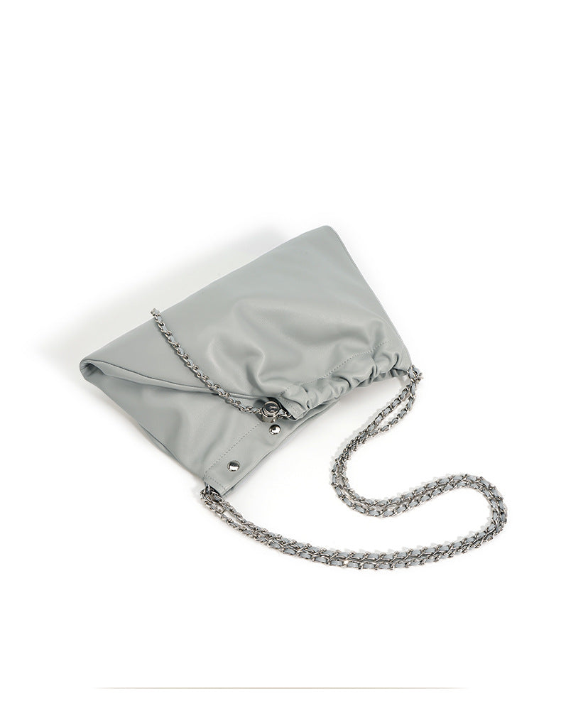 soft ruched shoulder bag with chain strap - VERVA
