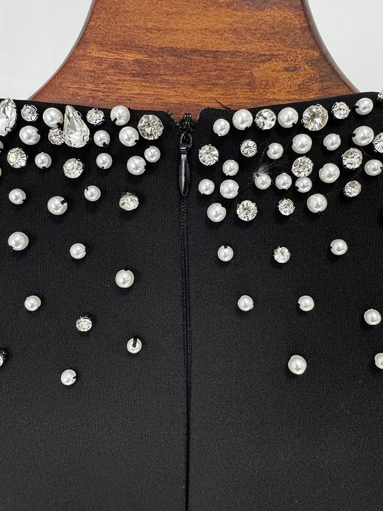 embellished column dress with shoulder cape - Nomalh