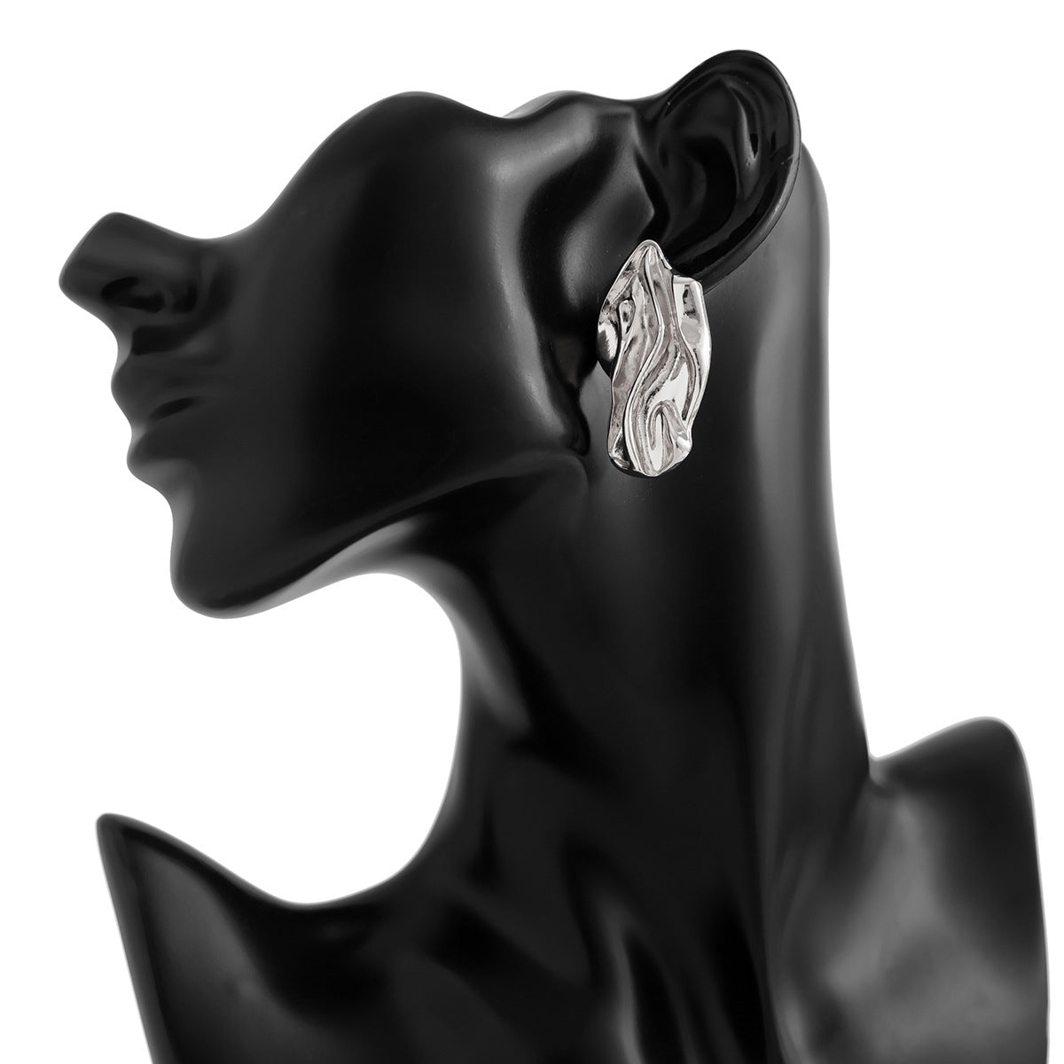 Molten wave stud earrings with organic contours - Roni