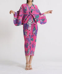 pleated midi dress with vibrant animal print – Tikia