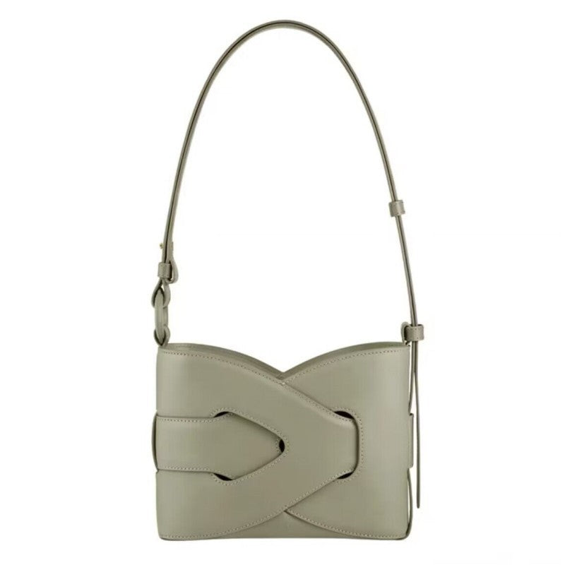 curved-hem shoulder bag with oversized knot detail – REA