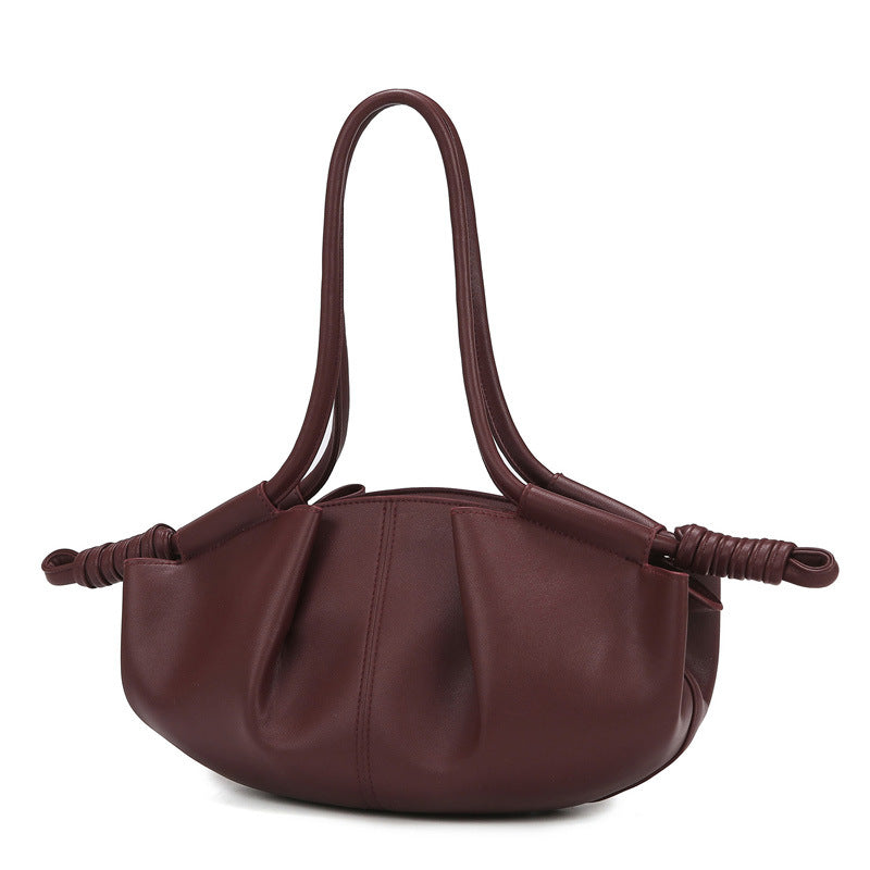 ruched crescent bag with knotted handles – NYRA