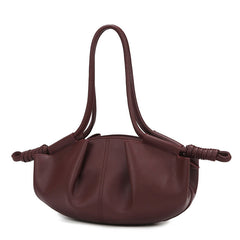 ruched crescent bag with knotted handles – NYRA