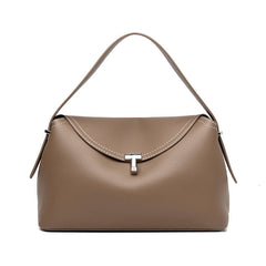 curved flap handbag with contrast stitching – TESSA