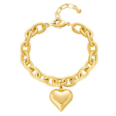 chunky gold chain bracelet with heart charm – AURA