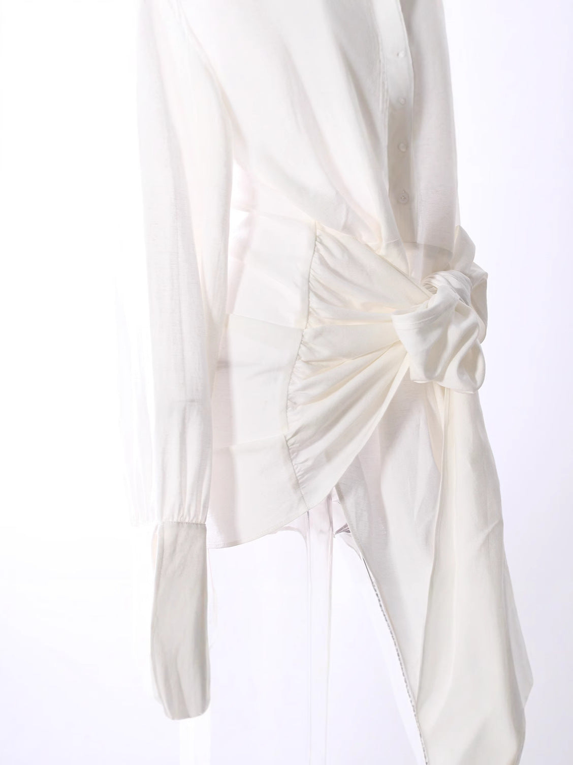 long-sleeve shirt with oversized bow tie waist – CELINE