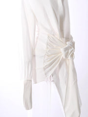 long-sleeve shirt with oversized bow tie waist – CELINE
