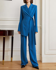 Long-sleeve wrap jumpsuit with belted waist - Zingu