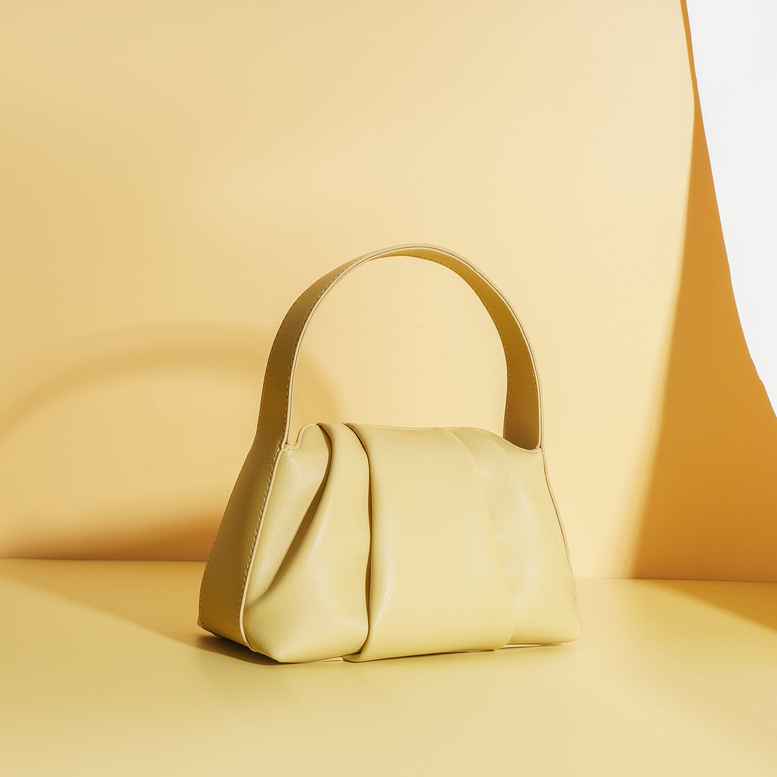 pleated shoulder bag with curved top handle - ALOBA