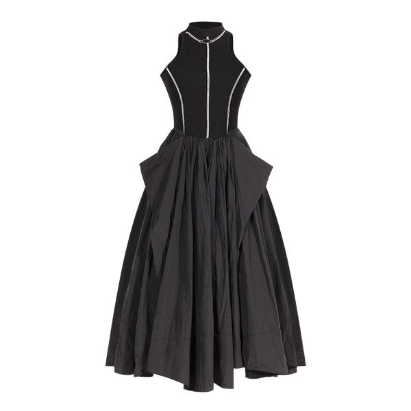 halter neck midi dress with voluminous skirt – Aislign