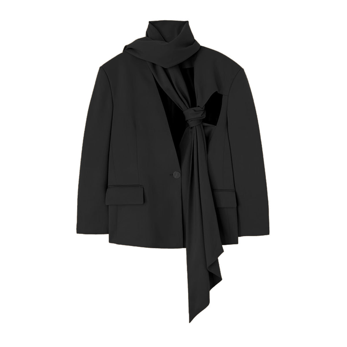 oversized tailored suit with draped scarf detail – SIENNS