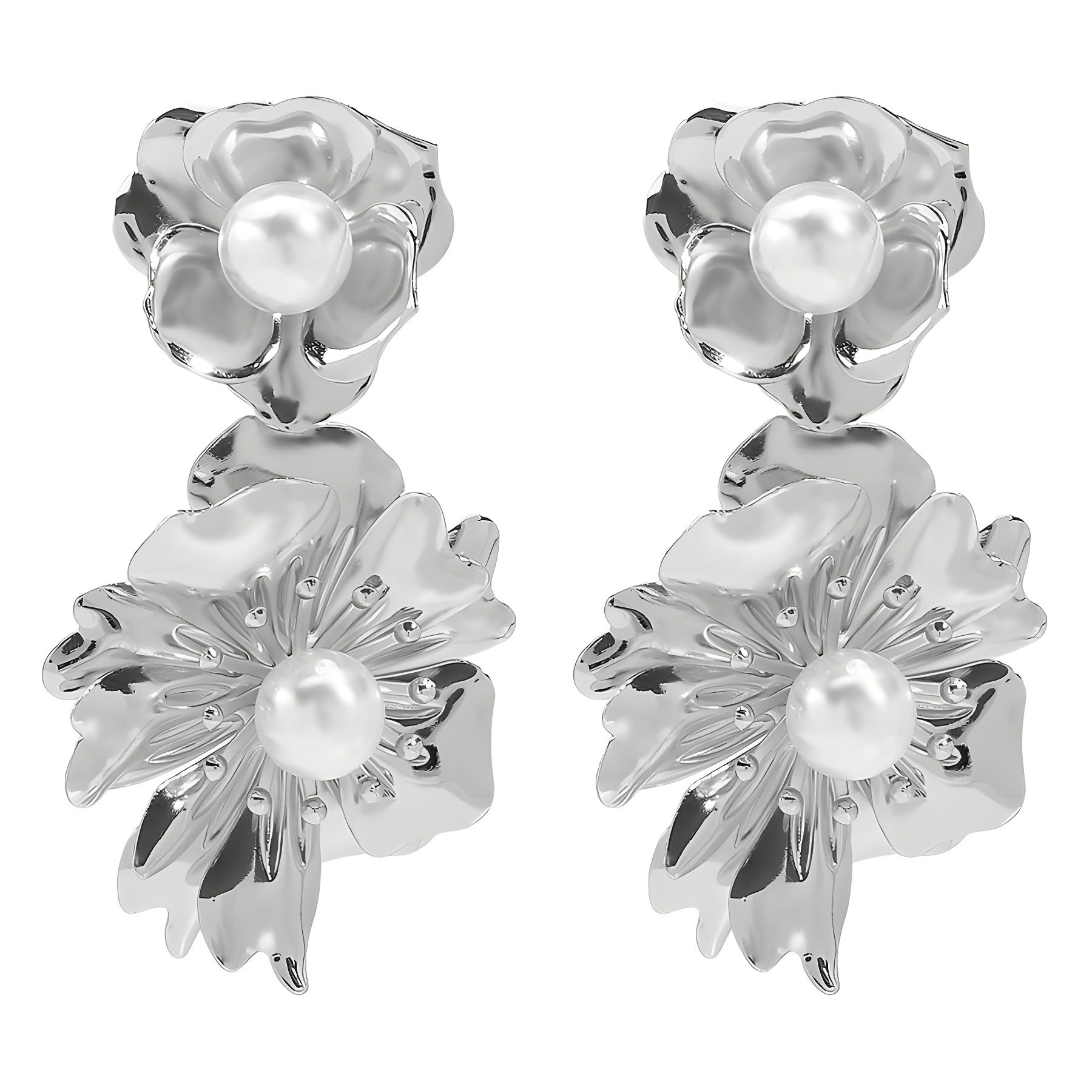 floral drop earrings with pearl center - NOVAR
