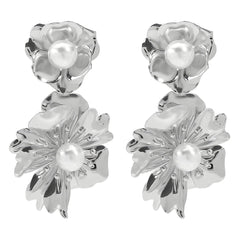 floral drop earrings with pearl center - NOVAR