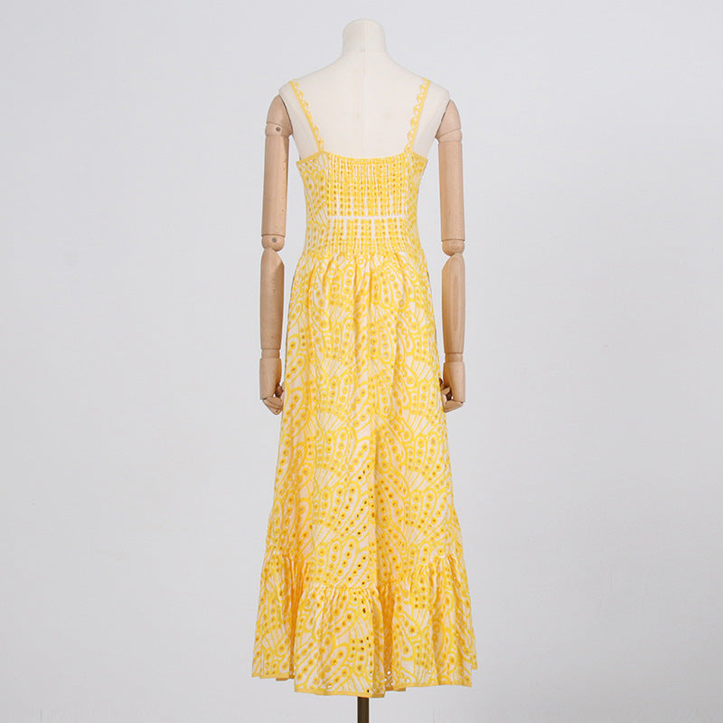 printed ruffle-hem sundress with spaghetti straps – Callisto