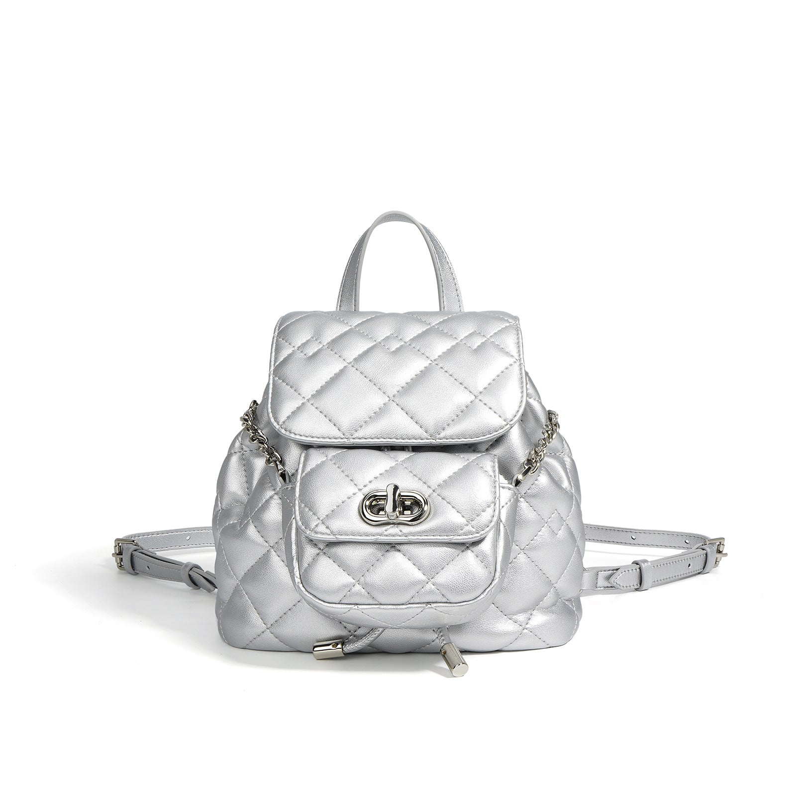 quilted mini backpack with chain detail – RUBY