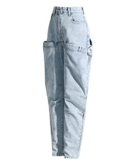 high-waist tapered jeans with exaggerated side flaps - Eireen