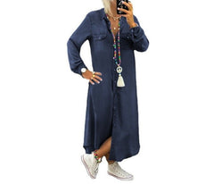 button-down denim shirt dress – Teeicuh
