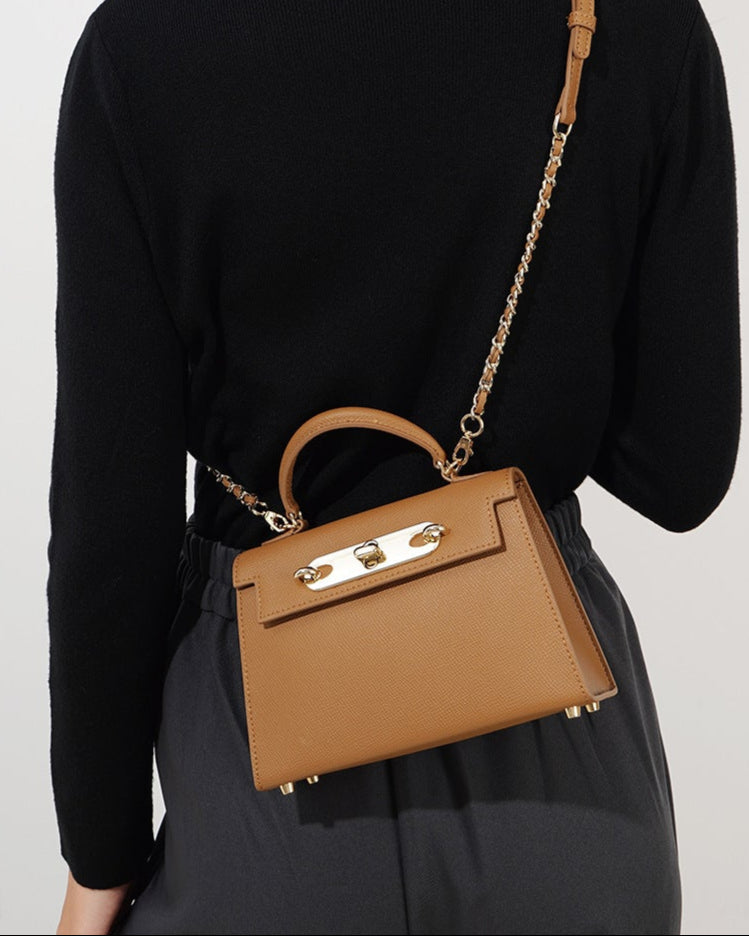 structured top-handle mini bag with gold chain strap – ELARLA