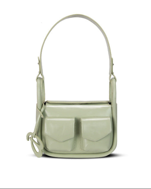 Double-pocket flap shoulder bag with wide strap - TIAX