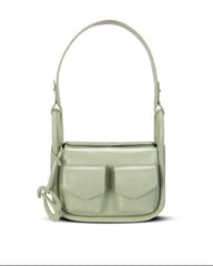 Double-pocket flap shoulder bag with wide strap - TIAX