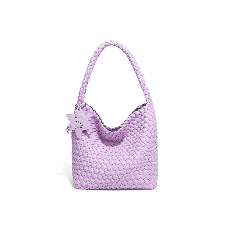 Woven leather shoulder bag with star charm - Wavri