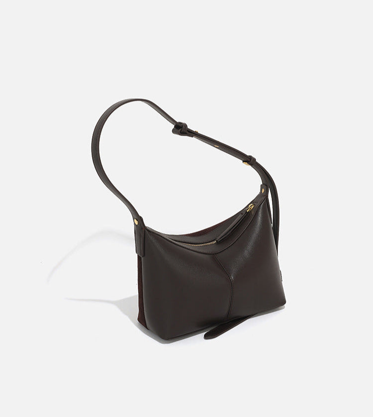 suede crescent bag with leather strap – SIENA