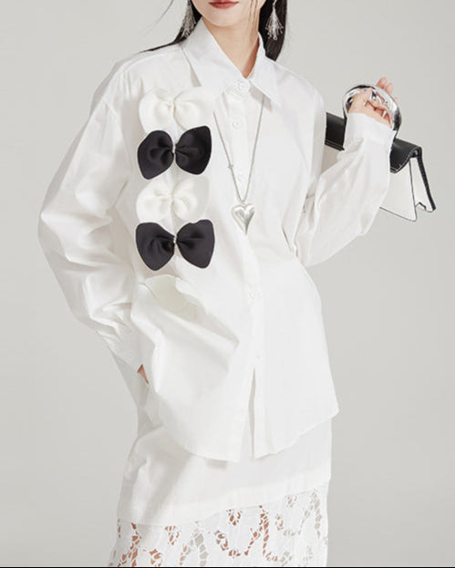 Button-down shirt with bow detailing - Bilky