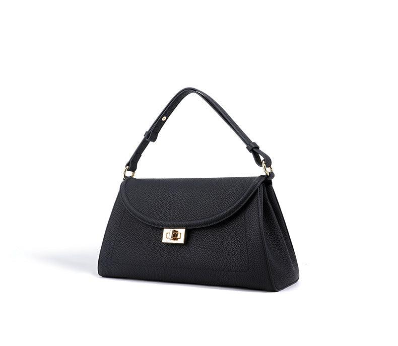 structured flap shoulder bag with turn-lock closure – NOIRÉ