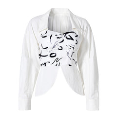 abstract corset shirt with curved hem – LYRA