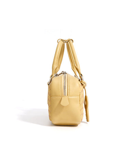 mini woven top-handle bag with lock charm - RIVKA