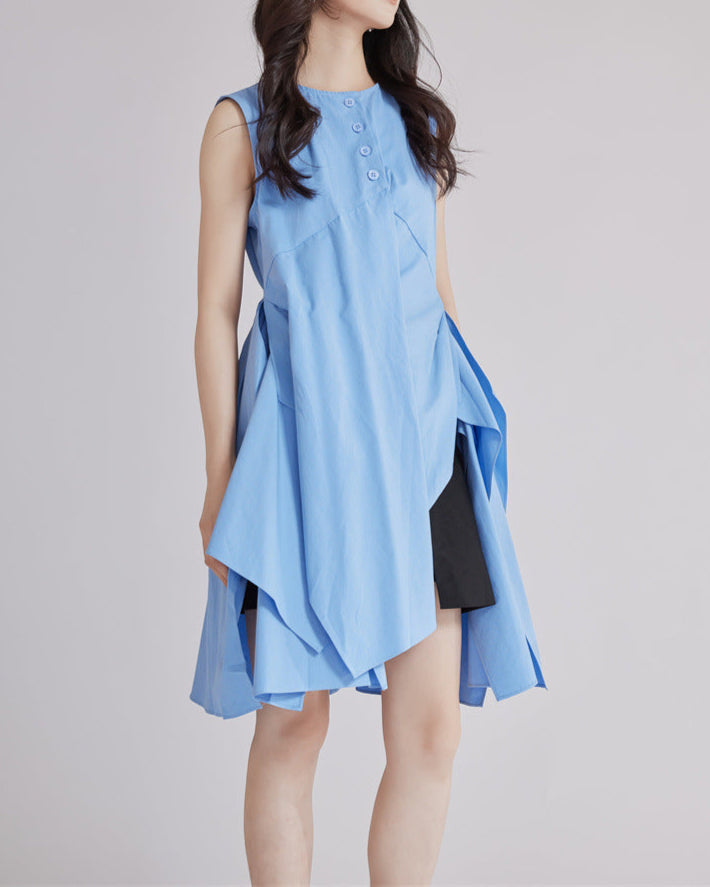 sleeveless wrap dress with asymmetric hem - KAIAZ