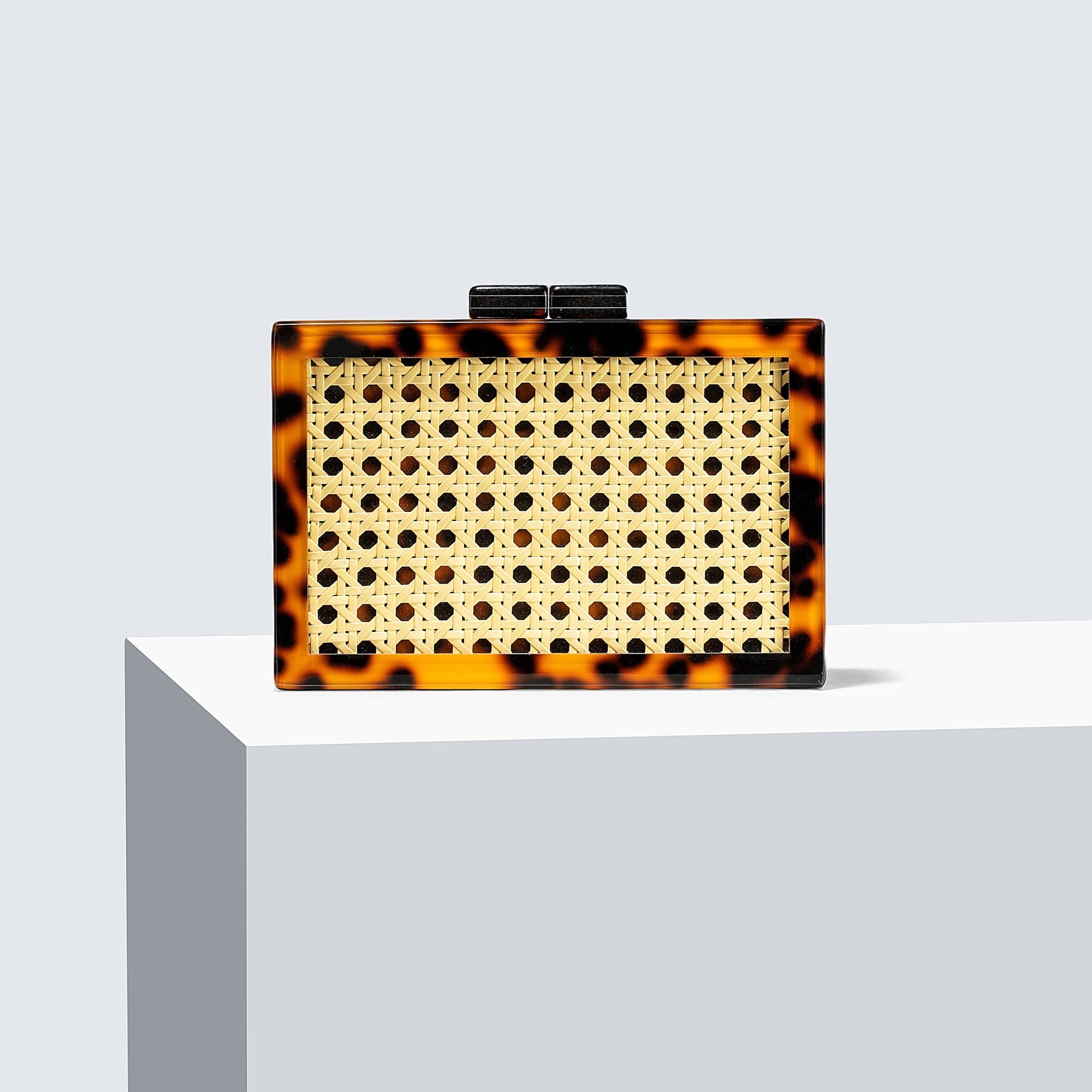 Rectangular clutch bag with woven yellow design - Rentu