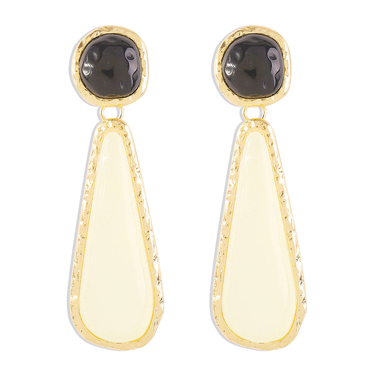 abstract drop earrings with green enamel and pink crystal – VERDE
